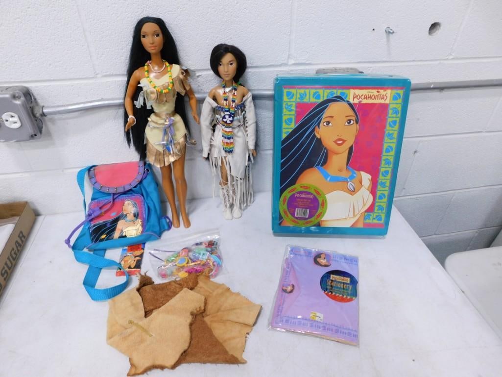 Vtg Disney Pocahontas Dolls, Purses, Carrying Case, Acessories, etc Lot (1 of 11)