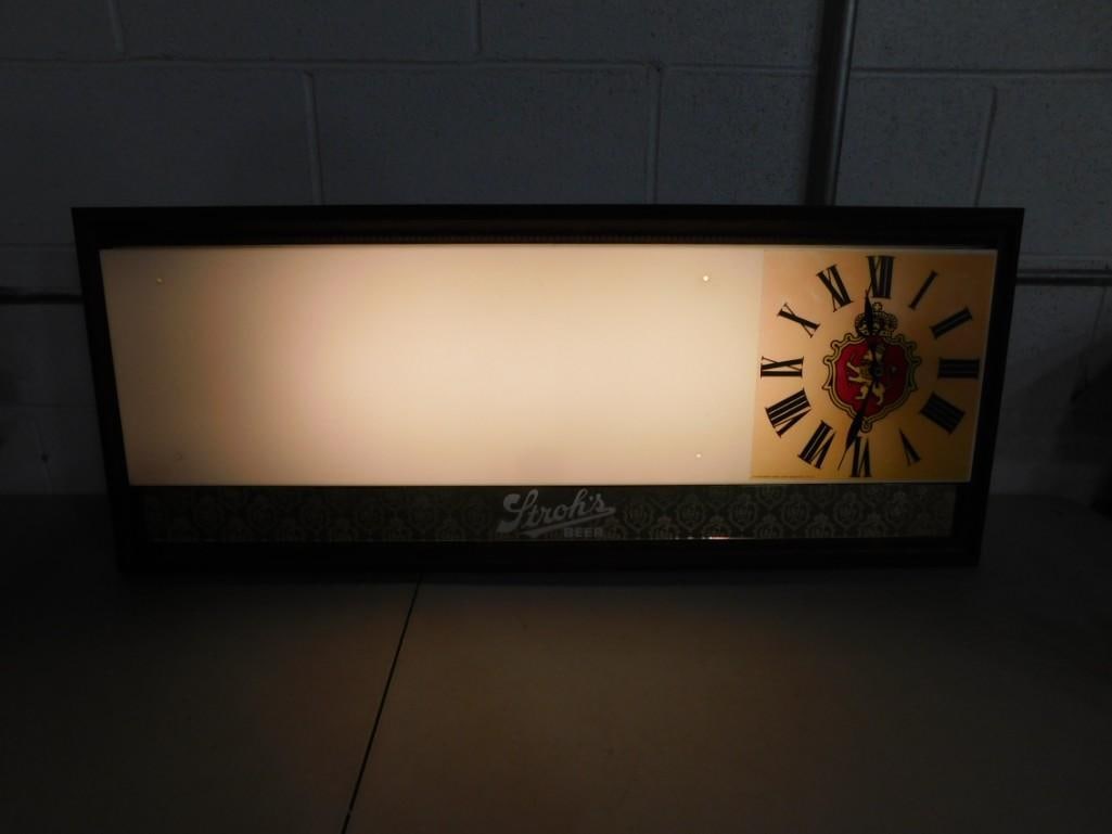 Vintage Stroh's Beer Clock Light Approx 39" x 16" Works (1 of 11)