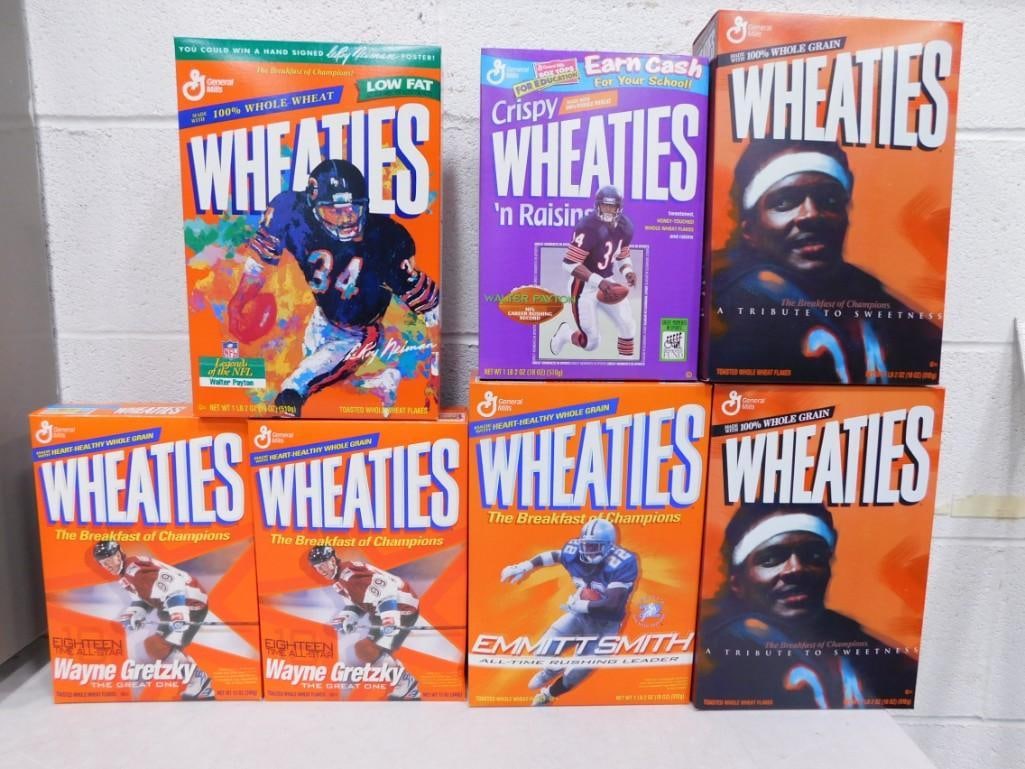7 Wheaties Boxes incl Wayne Gretzky, Emmitt Smith, Walter Payon New and Sealed: Lot of 7 New and Sealed Wheaties Boxes incl Wayne Gretzky, Emmitt Smith, Walter Payon