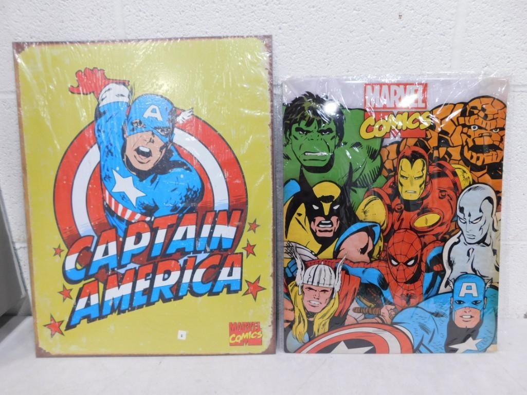 2 Metal Signs incl Captain America and Marvel Comics (1 of 4)