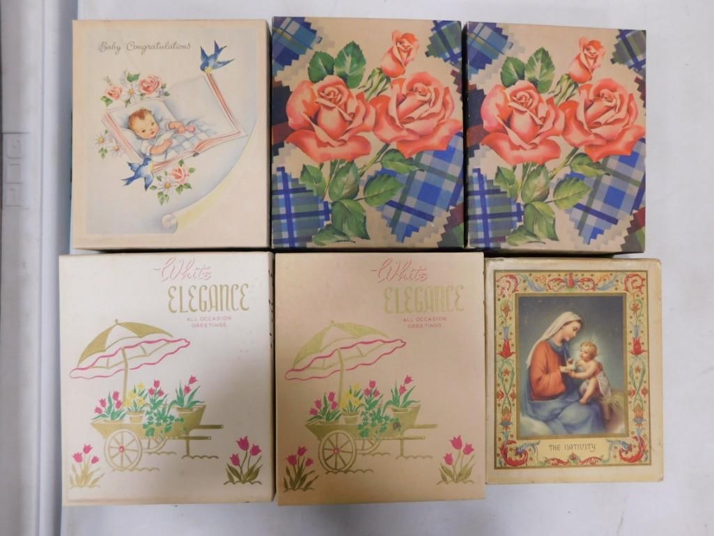 Vtg 1950-60s Greeting Cards incl All Occasion, Christmas, New Baby Lot NOS New Old Stock (1 of 6)
