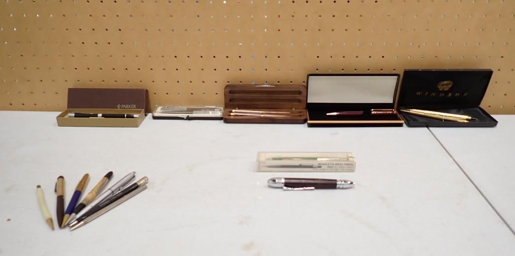 Lot of assorted Pens with cases including Parker, Windsor (1 of 6)