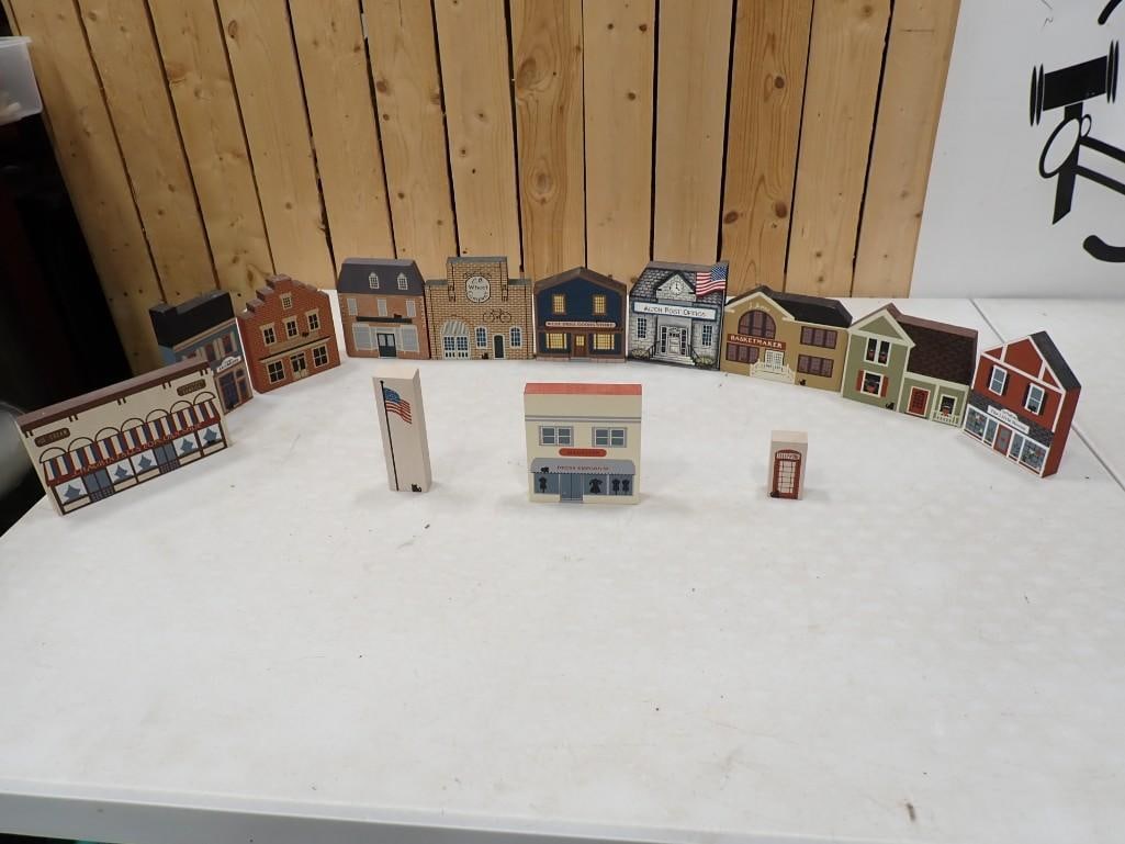Lot of The Cats Meow Wooden Village Collectibles Wooden Houses: Lot of The Cats Meow Wooden Village Collectibles Wooden Houses