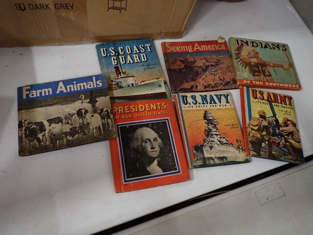 Vintage 1930's Children's Books - Farm Animals, US Army / Navy / Coast Guard, Presidents, (1 of 9)