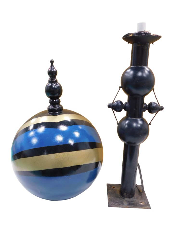 Large Blue and Golden Globe Light or Lamp 60" Total (33" Stand, 27" Globe) (1 of 13)