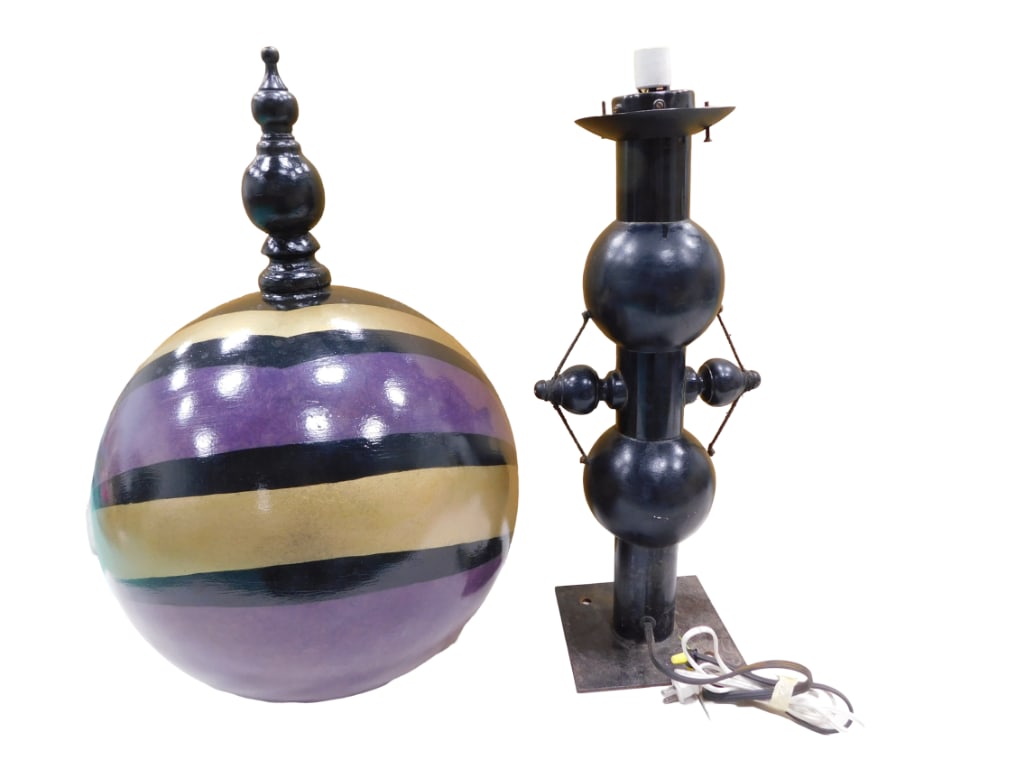 Large Purple and Golden Globe Light or Lamp 54" Total (27" Stand, 27" Globe) (1 of 10)