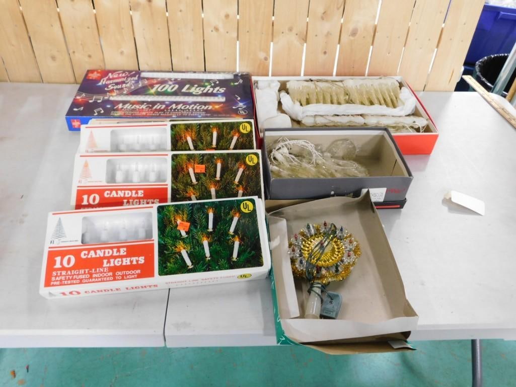 Lot of Vintage Christmas Lights and Tree topper: Lot of Vintage Christmas Lights and Tree topper