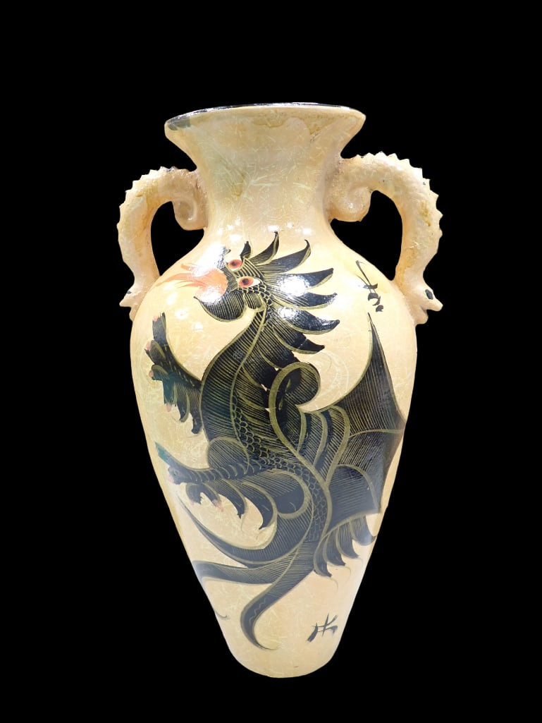 Large Pottery Dragon Vase 29" Tall (1 of 13)