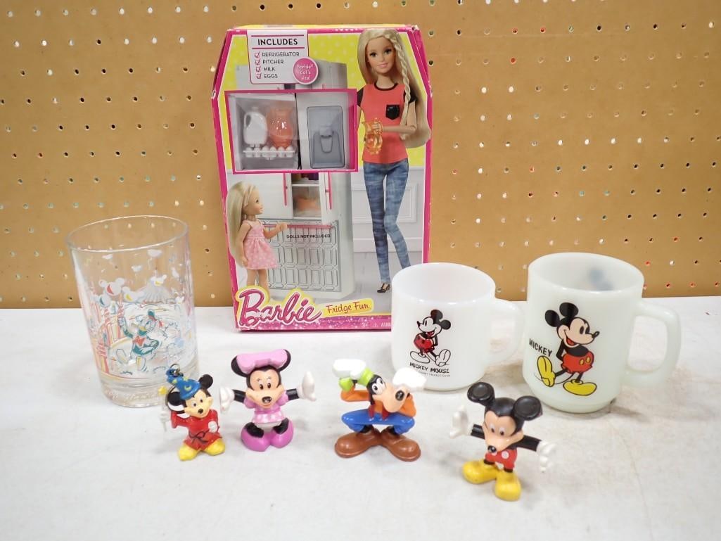 Disney Mickey Mouse Cups, Disney Figures, Barbie Fridge Fun Accessories (1 of 13)