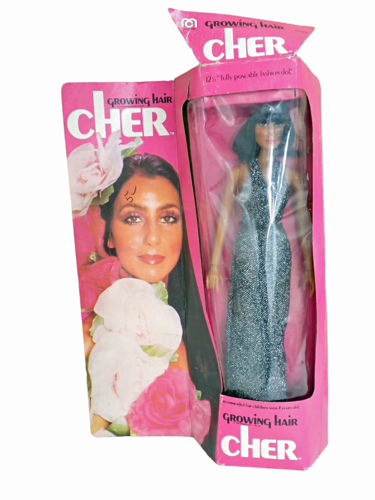 Vtg 1976 Growing Hair Cher Doll by Mego in Original Package: Vintage 1976 Growing Hair Cher Doll by Mego in Original Package . Package has damage including tears, marker, etc