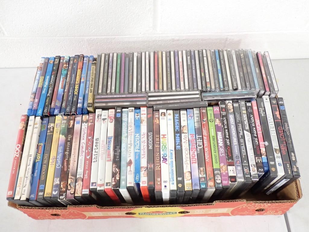 Media Lot incl DVDs, Blu-Ray Discs, CDs including Disney John Carter, Moana, Frozen, (1 of 9)