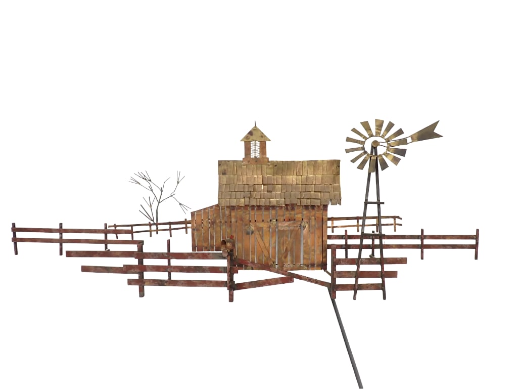 Copper and Metal Barn or Farm Style Wall Hanging: Copper and Metal Barn or Farm Style Wall Hanging . Measures approx 54" x 20"