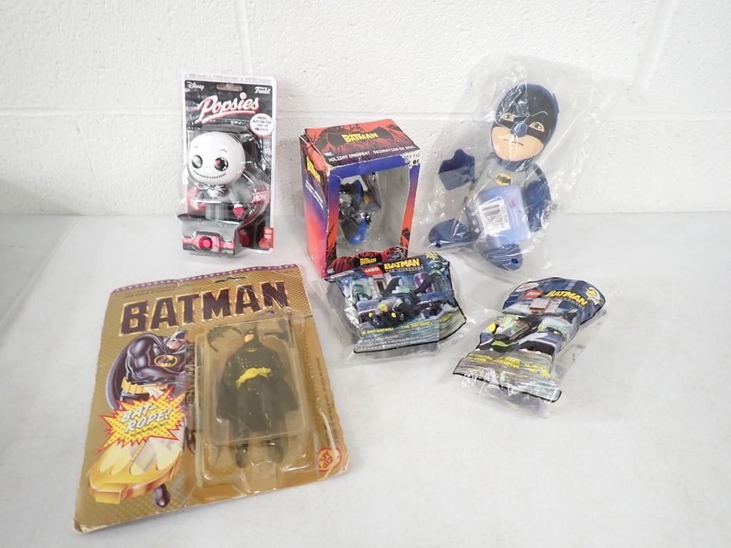 Collectibles incl Lego Batman, Batman Action Figure, Popsies, Batman Plush: Collectibles incl Lego Batman, Batman Action Figure, Popsies, Batman Plush Condition: These are all new in package, but some of the packages have damage/wear. Please see all pictures
