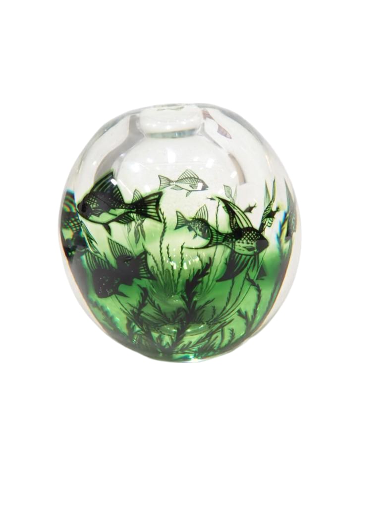Orrefors Glass Fish Vase - Signed Edward Hald Graal 159-92 (1 of 13)