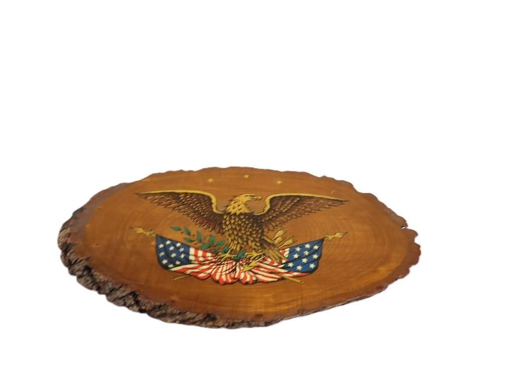 Hand Painted Lacquered Wood Patriotic Eagle Wall Hanging (1 of 4)