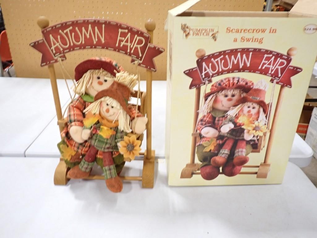 Scarecrow in a Swing Halloween / Fall Decoration with box (1 of 6)