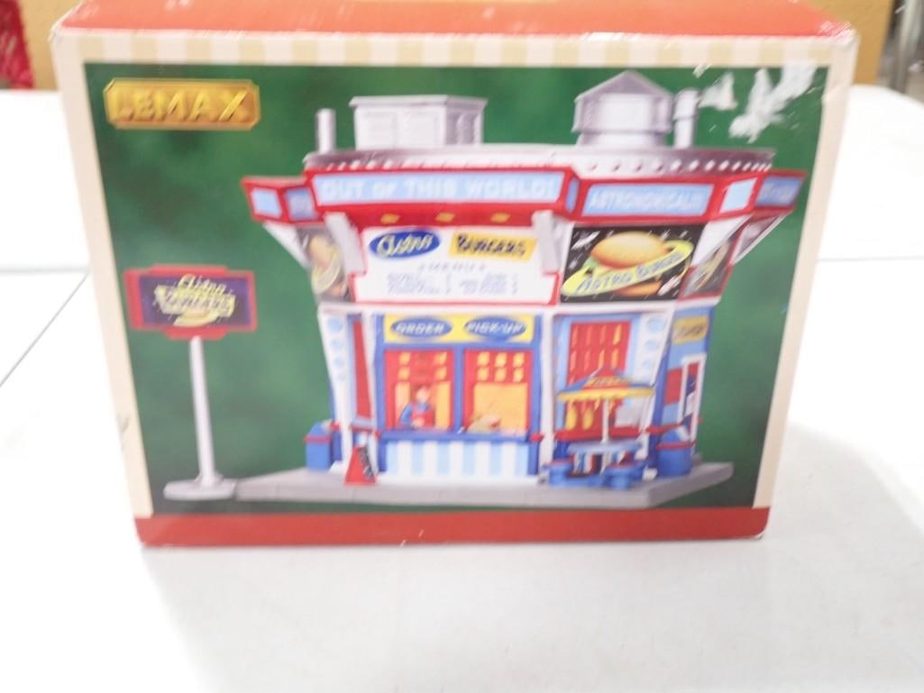 Lemax Out of This World Astro Burger Hamburger Joint Porcelain with original box: Lemax Out of This World Astro Burger Hamburger Joint Porcelain with original box