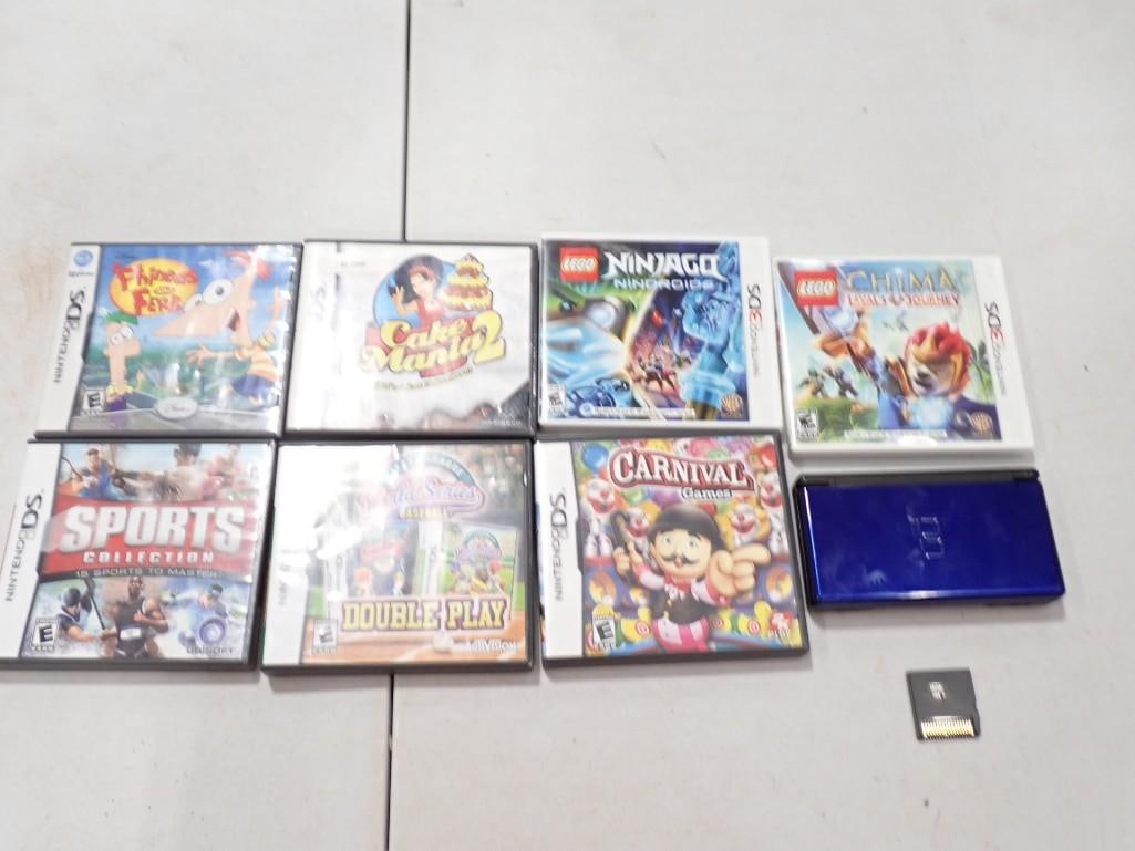 Nintendo DS System and Games Including Lego Ninjago, Cake Mania 2, World Series Baseball, Sports, et (1 of 6)