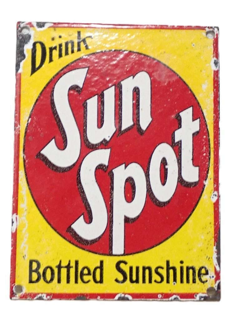 Vintage Sun Spot Porcelain Sign - measures roughly 6x8" (1 of 4)