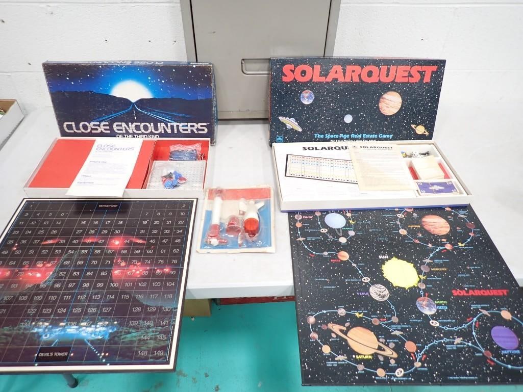 Vintage Board Games including Close Encounters of the Third Kind, Solarquest: Vintage Board Games including Close Encounters of the Third Kind, Solarquest and toy rocket