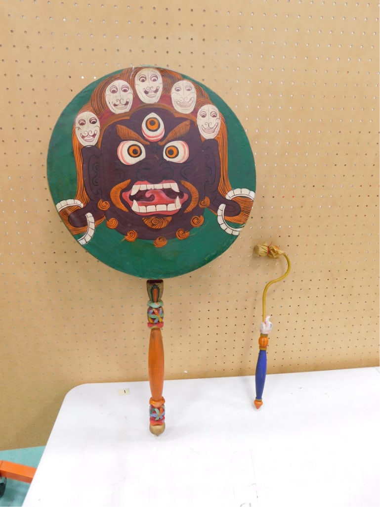 Hand painted Tribal Drum with drum stick (1 of 4)