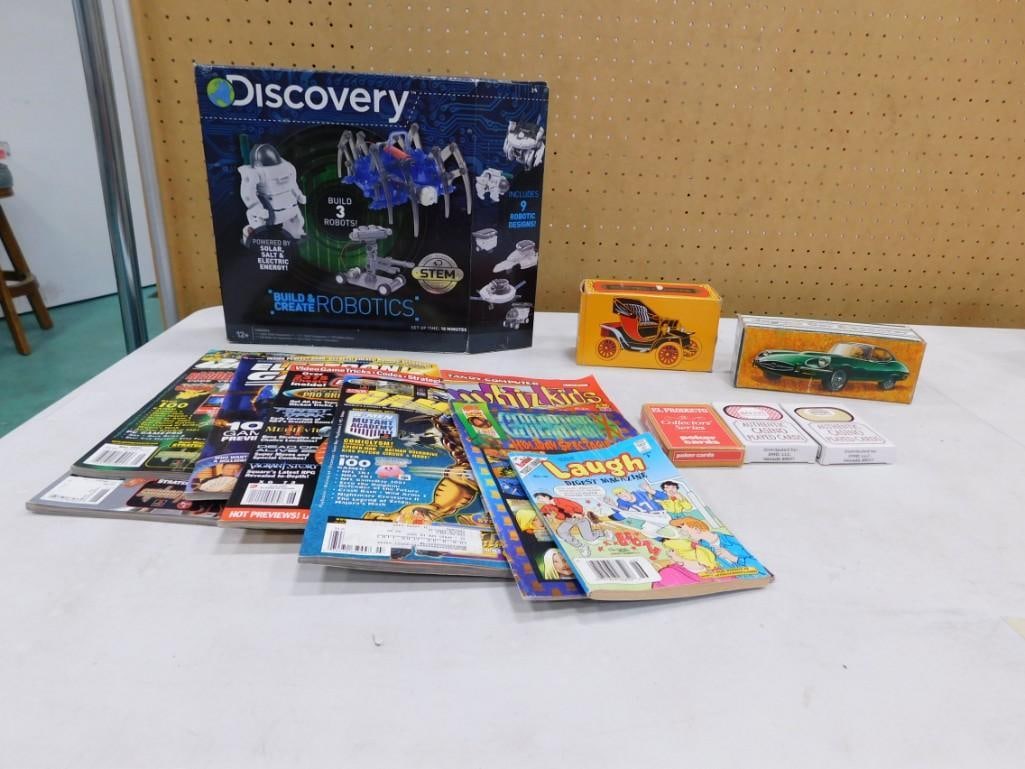 Misc Lot including Gaming and Kids Magazines, Discovery Robotics STEM Kit, Playing Cards, Cars, etc. (1 of 3)