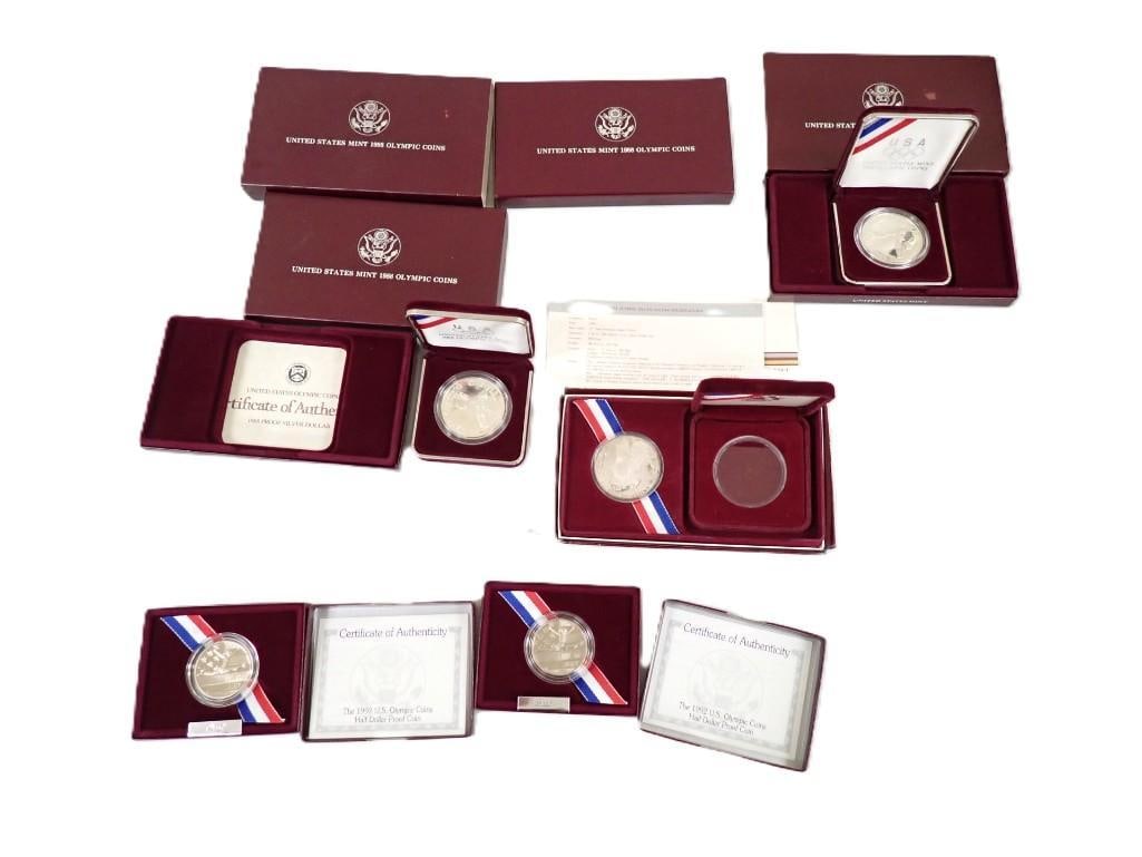 Lot of 5 United States Mint Olympic Coins including 3 Silver Coins (1 of 10)