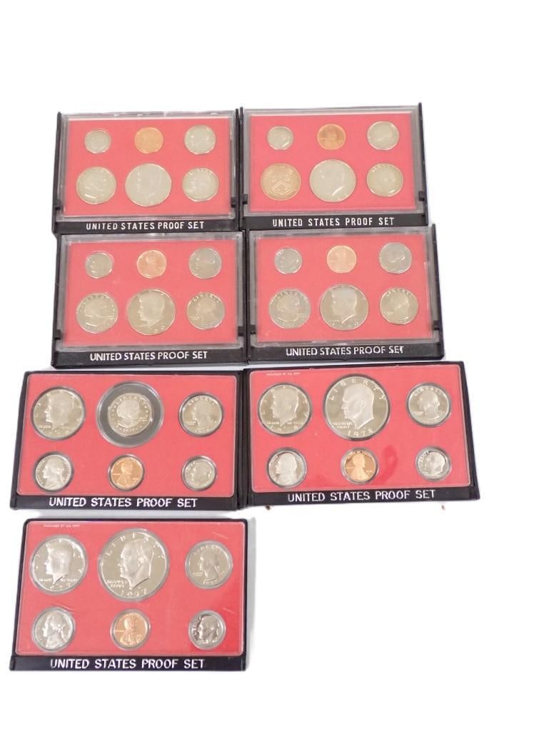 Lot of 7 US Coin Proof Sets including 1977-1982 (two 1980 sets) (1 of 10)