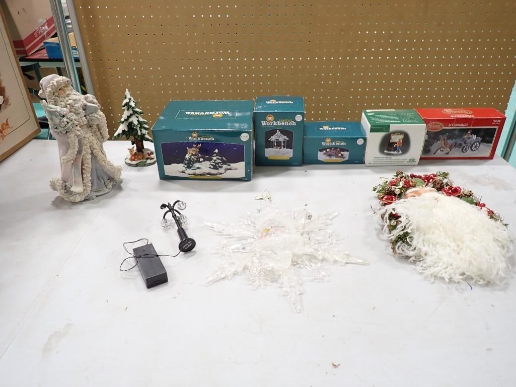 Assorted Christmas Decor including Dept 56, Santa's Work Bench, Dickens' Collectibles, etc. (1 of 8)