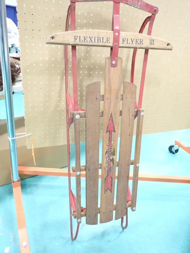 Vintage Flexible Flyer III Steel / Wood Runner Sled (1 of 3)