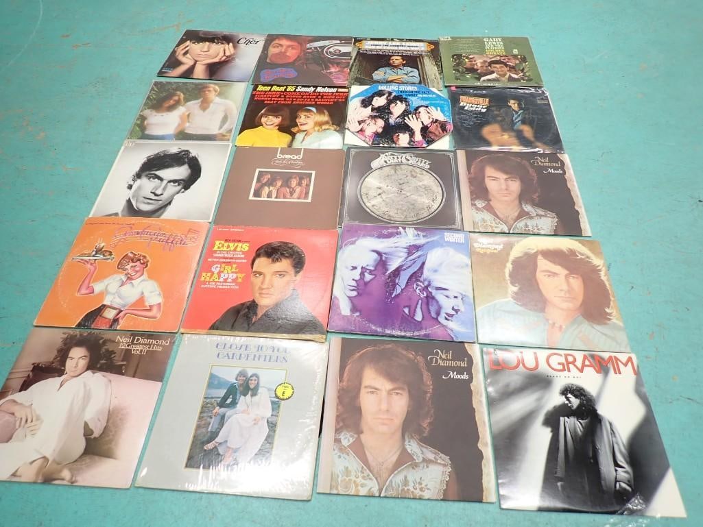 Vinyl Record Albums including Cher, Bread, Neil Diamond, Rolling Stones, McCartney, Lou Gramm: Vinyl Record Albums including Cher, Bread, Neil Diamond, Rolling Stones, McCartney, Lou Gramm, Carpenters, Elvis, etc.