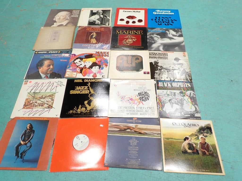 Vinyl Record Albums including Neil Diamond, Jazz Singer, Carmen McRae, Benny Goodman, George Carlin: Vinyl Record Albums including Neil Diamond, Jazz Singer, Carmen McRae, Benny Goodman, George Carlin, Chariots of Fire, etc.