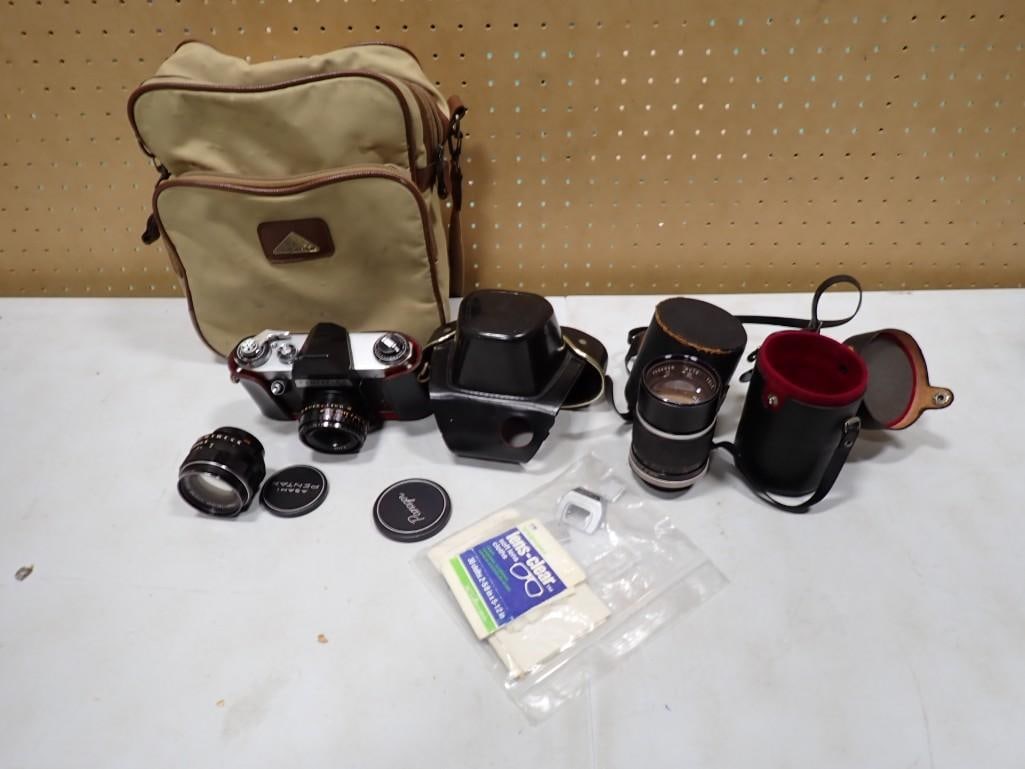 Camera Lot including Pentax Pentaflex SL with Case, Lenses, Bag, etc. (1 of 14)