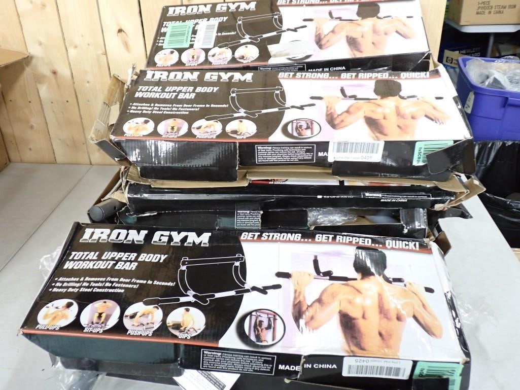 Lot of 8 Iron Gym Total Upper Body Workout Bars Appears New in Damaged Boxes (1 of 3)