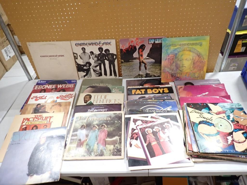 Large Lot of Vinyl Record Albums including Ebonee Webb, Fat Boys, Four Tops, Eddy Grant, Earth, Wind (1 of 10)