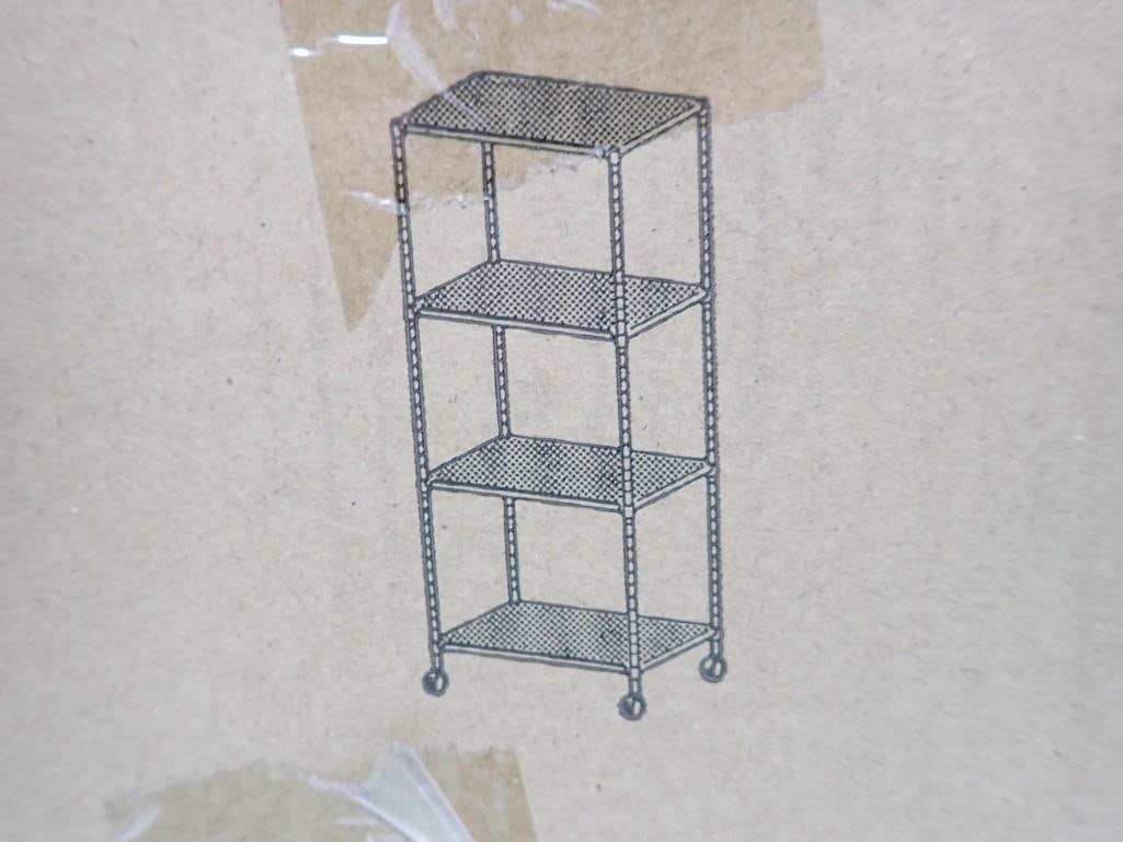 New in Box Rolling 4 Tier Storage Shelf with wheels in Black: New in Box Rolling 4 Tier Storage Shelf with wheels in Black