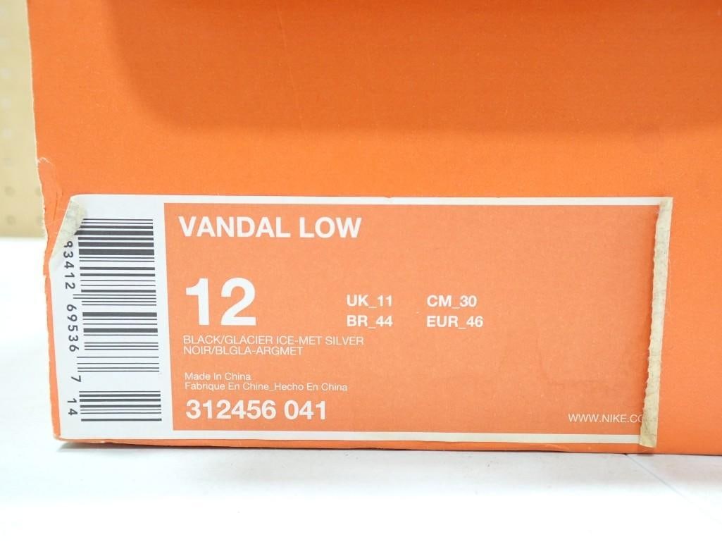 Pair of Nike Vandal Low Size 12 in Black/Glacier Ice-Met Silver: Pair of Nike Vandal Low Size 12 in Black/Glacier Ice-Met Silver