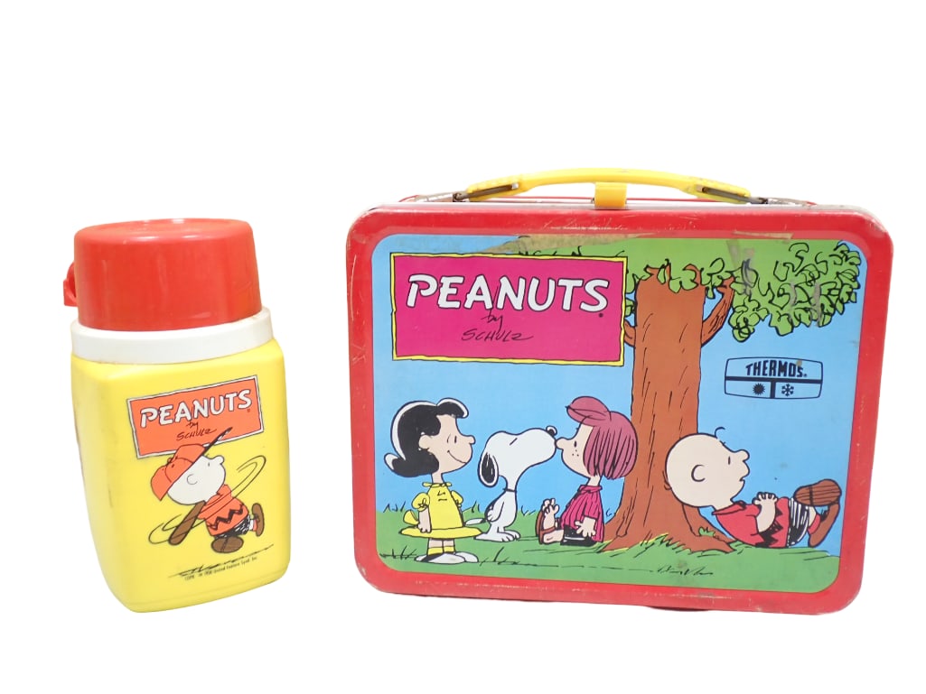Vintage The Peanuts Metal Lunchbox with Thermos Charlie Brown, Snoopy, Lucy, Linus (1 of 13)