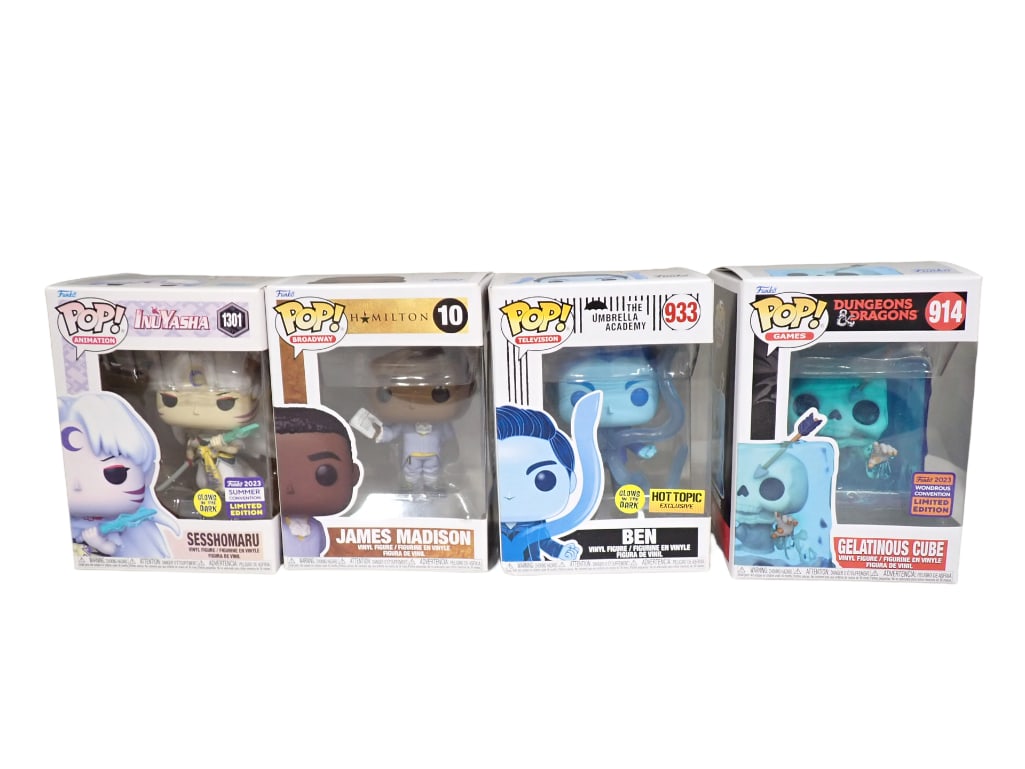 4 Funko Pop Figures incl InuYasha Sesshomaru 1301, Hamilton James Madison 10, The Umbrella Academy B (1 of 8)