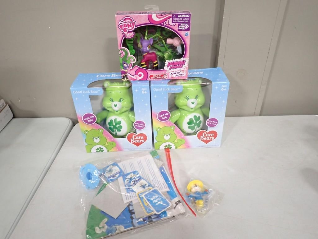 2 Care Bears Good Luck Bear Toys, My Little Pony Mane-Iac Mayhem: 2 Care Bears Good Luck Bear Toys New in Boxes, My Little Pony Mane-Iac Mayhem Target Exclusive New in box, etc