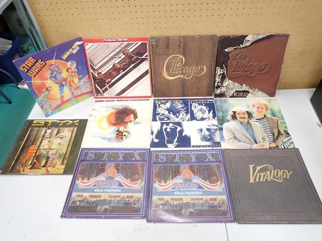 Vinyl Record Albums including Chicago, Beatles, Pearl Jam, Styx, Star Wars, Rolling Stones, Harry Ch (1 of 9)