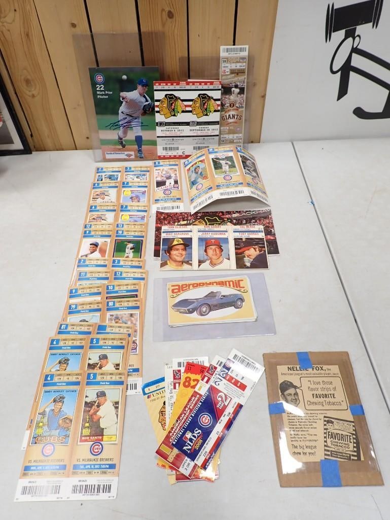Sports Lot including Mark Prior Autograph, Chicago Cubs, Blackhawks Ticket Stubs, Vintage Advertisin (1 of 5)