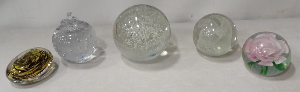 Lot of 5 Glass Paperweights including Lanosam-Billig, etc: Lot of 5 Glass Paperweights including Lanosam-Billig, etc