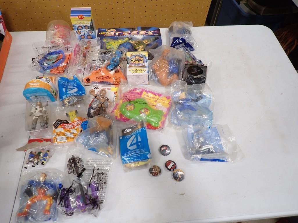Lot of Smalls, Small Toys, Etc incl Pinback Buttons, McDonald's McNugget Buddies Collectible,: Lot of Smalls, Small Toys, Etc incl Pinback Buttons, McDonald's McNugget Buddies Collectible, Hot Wheels Jet Streex, etc