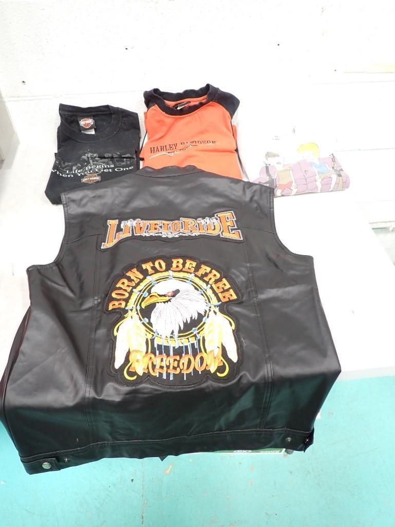 Harley Davidson T-Shirts and Vinyl Vest plus a Beavis and Butthead T-Shirt (1 of 13)
