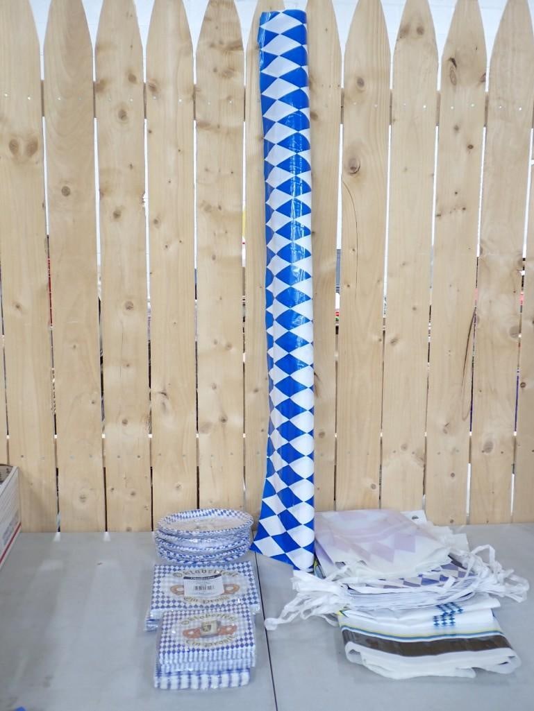 Picnic Lot including Blue Checkerboard Oktoberfest Plates, Napkins, Plastic Table Cloth, etc. (1 of 3)