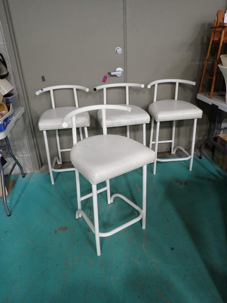 Set of 4 MCM Tokyo Style Bar Stools or Counter Stools in White (1 of 7)