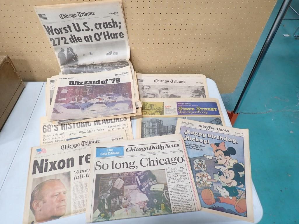 Vintage Newspapers with notable headlines - Nixon resigns, Blizzard of 79, Reagan Shot, etc. (1 of 13)