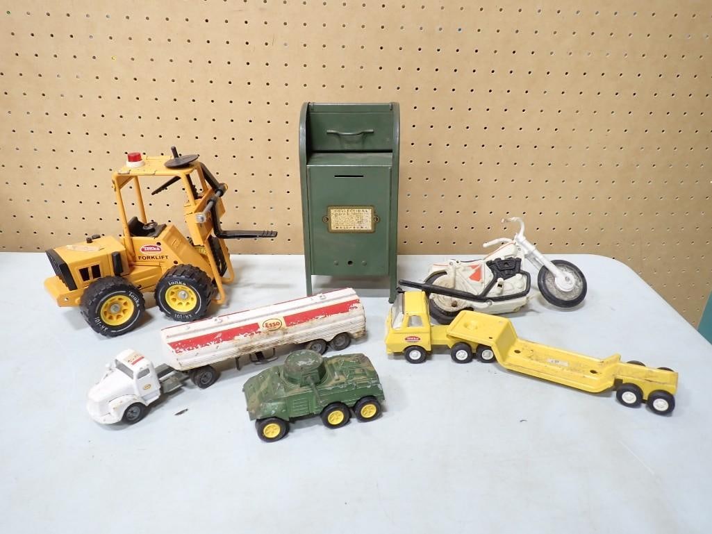 Toy Lot including Tonka Pressed Steel, Mailbox bank, Esso Truck, etc. (1 of 10)