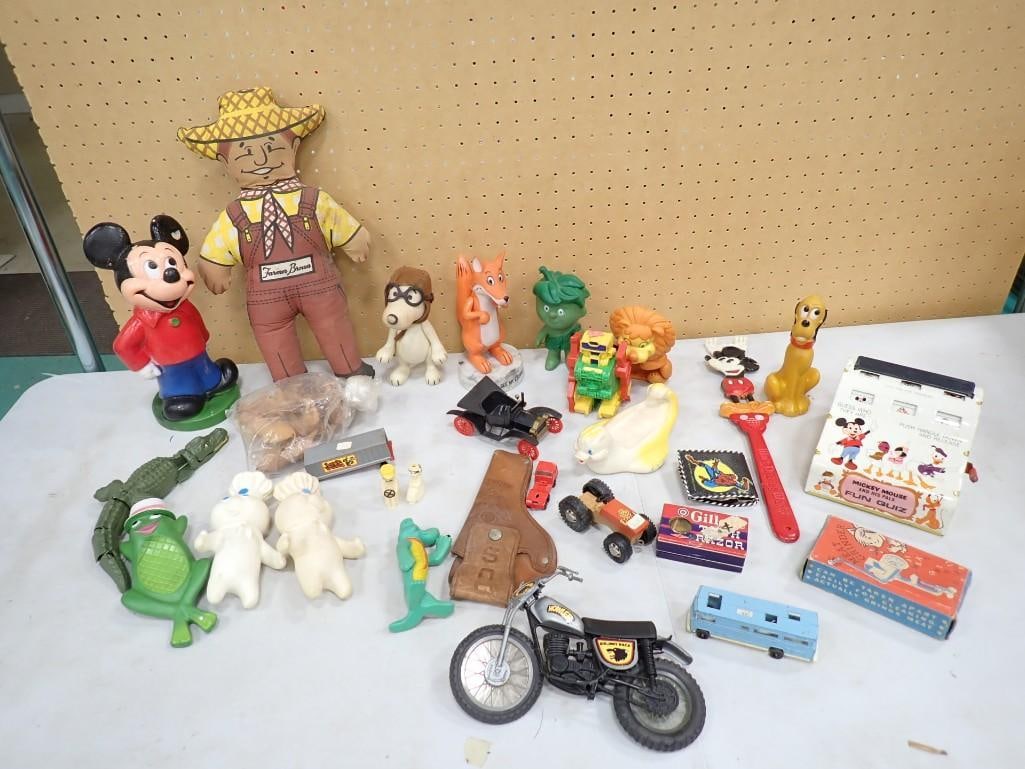 Lot of Toys incl Mickey Mouse, Snoopy, Sprout, Pluto, Pillsbury Doughboy, Farmer Brown, Etc (1 of 13)